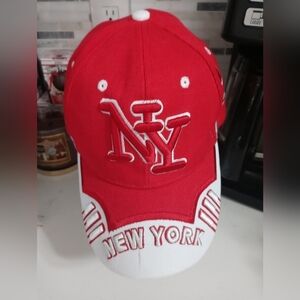 New York Embroidered Red White Adjustable 100% Acrylic Cap